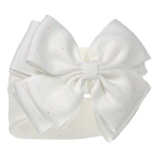 HB92-C: Cream Headband w/Glitter Bow